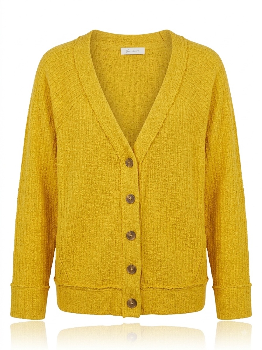Two by Vince Camuto Mustard Yellow Button-Front V-Neck Cardigan